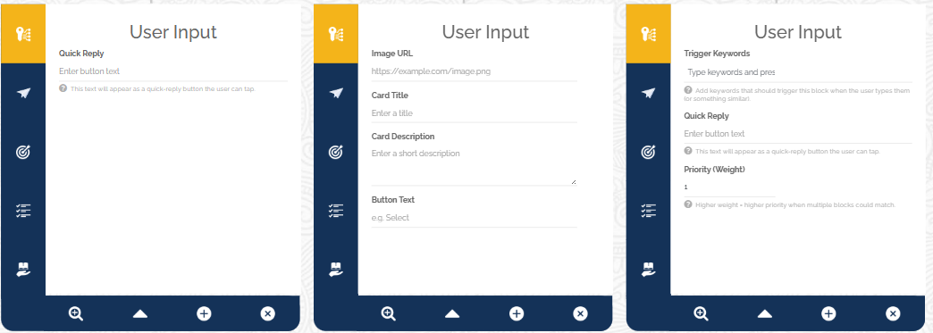 user input