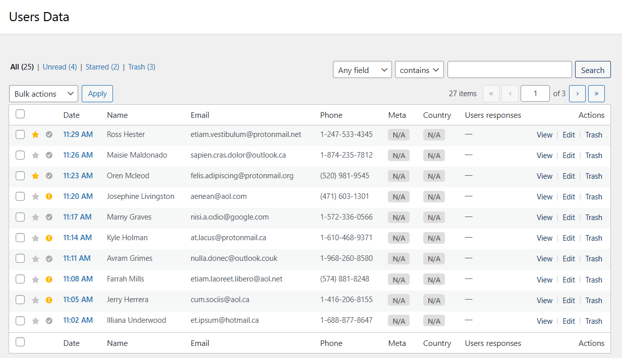 users data